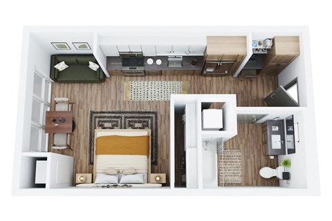 Floor plan for studio, 1 bath, 458 sqft